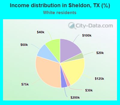 Income distribution in Sheldon, TX (%)