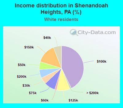 Income distribution in Shenandoah Heights, PA (%)