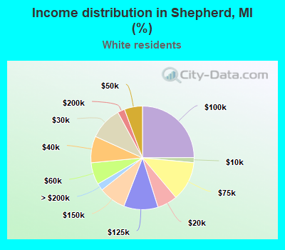 Income distribution in Shepherd, MI (%)