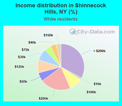 Income distribution in Shinnecock Hills, NY (%)