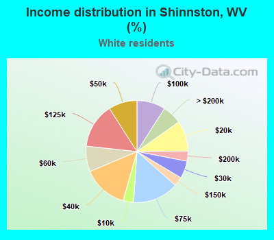 Income distribution in Shinnston, WV (%)