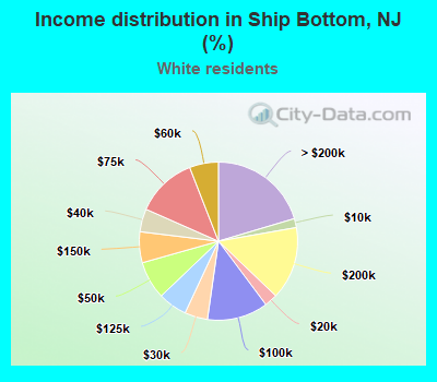 Income distribution in Ship Bottom, NJ (%)