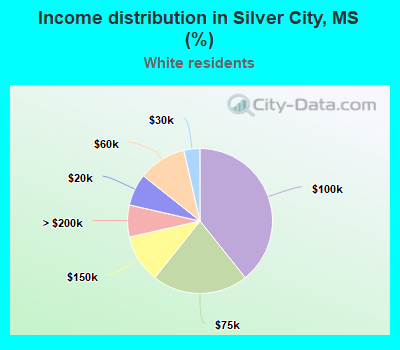 Income distribution in Silver City, MS (%)