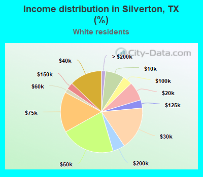 Income distribution in Silverton, TX (%)