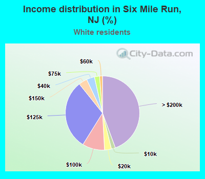 Income distribution in Six Mile Run, NJ (%)