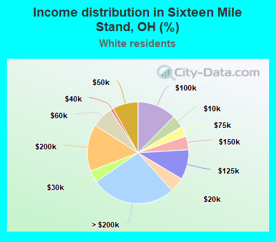 Income distribution in Sixteen Mile Stand, OH (%)