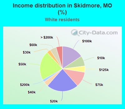 Income distribution in Skidmore, MO (%)