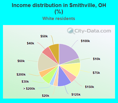 Income distribution in Smithville, OH (%)