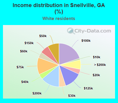 Income distribution in Snellville, GA (%)