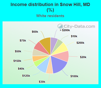 Income distribution in Snow Hill, MD (%)