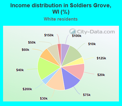 Income distribution in Soldiers Grove, WI (%)