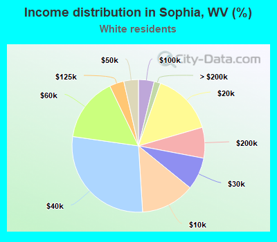 Income distribution in Sophia, WV (%)