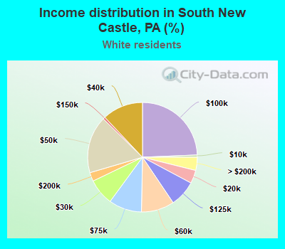Income distribution in South New Castle, PA (%)