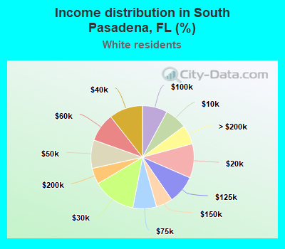 Income distribution in South Pasadena, FL (%)