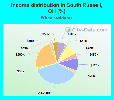 Income distribution in South Russell, OH (%)