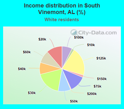 Income distribution in South Vinemont, AL (%)