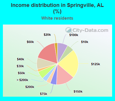 Income distribution in Springville, AL (%)