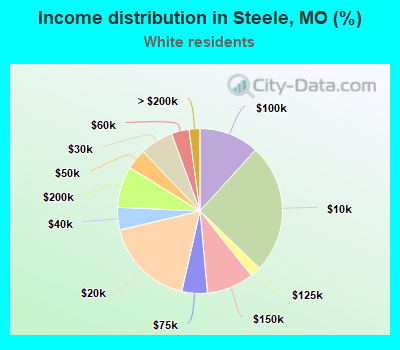 Income distribution in Steele, MO (%)