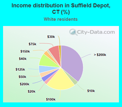Income distribution in Suffield Depot, CT (%)
