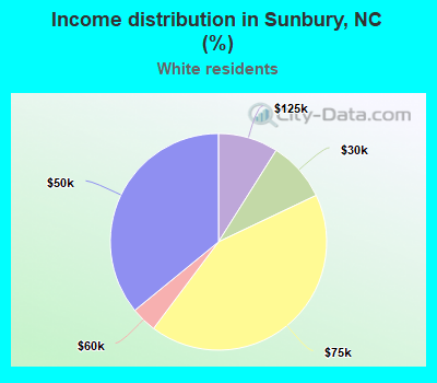 Income distribution in Sunbury, NC (%)