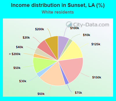 Income distribution in Sunset, LA (%)