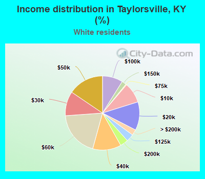 Income distribution in Taylorsville, KY (%)