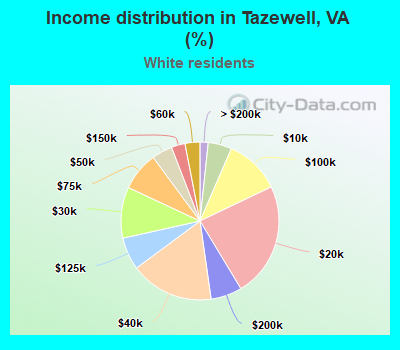 Income distribution in Tazewell, VA (%)