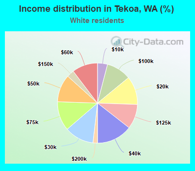 Income distribution in Tekoa, WA (%)