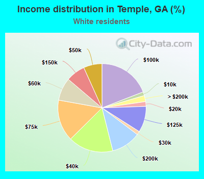 Income distribution in Temple, GA (%)