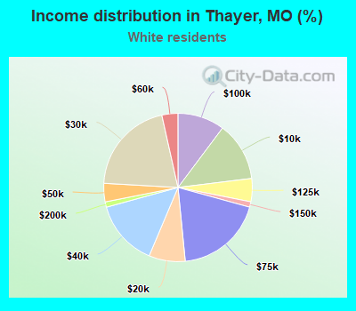 Income distribution in Thayer, MO (%)