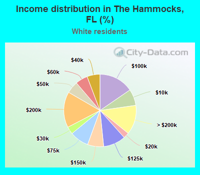 Income distribution in The Hammocks, FL (%)