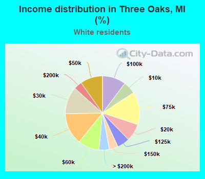 Income distribution in Three Oaks, MI (%)