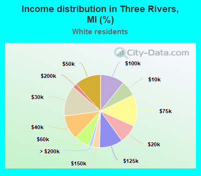 Income distribution in Three Rivers, MI (%)