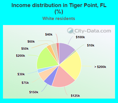 Income distribution in Tiger Point, FL (%)
