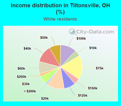 Income distribution in Tiltonsville, OH (%)