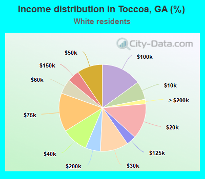 Income distribution in Toccoa, GA (%)