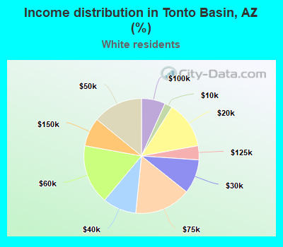 Income distribution in Tonto Basin, AZ (%)