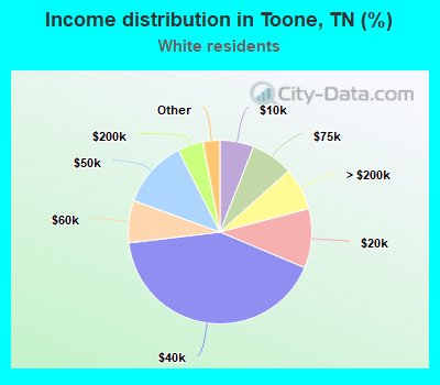 Income distribution in Toone, TN (%)