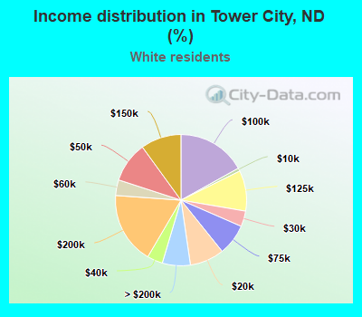 Income distribution in Tower City, ND (%)