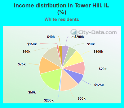 Income distribution in Tower Hill, IL (%)