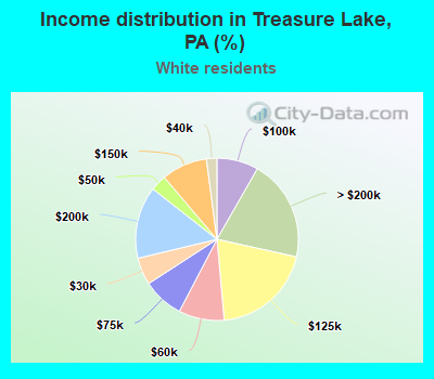 Income distribution in Treasure Lake, PA (%)