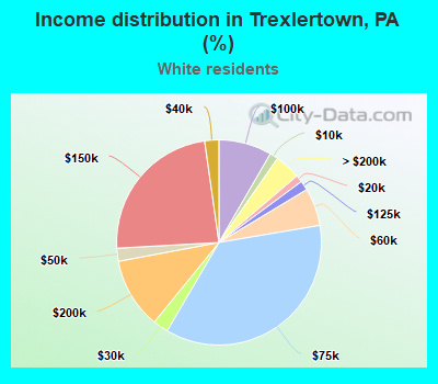 Income distribution in Trexlertown, PA (%)