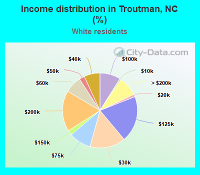 Income distribution in Troutman, NC (%)