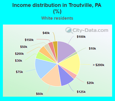 Income distribution in Troutville, PA (%)