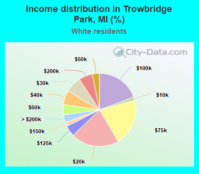 Income distribution in Trowbridge Park, MI (%)