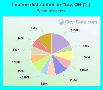 Income distribution in Troy, OH (%)