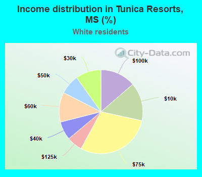 Income distribution in Tunica Resorts, MS (%)