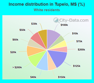 Income distribution in Tupelo, MS (%)