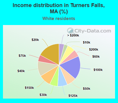 Income distribution in Turners Falls, MA (%)