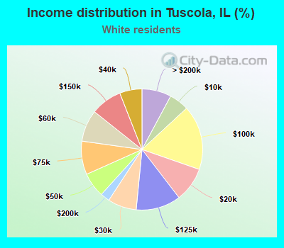 Income distribution in Tuscola, IL (%)
